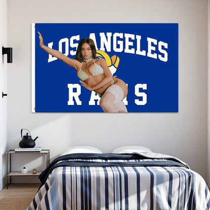 Sydney Sweeney X Los Angeles Rams Blue Flag Custom Image