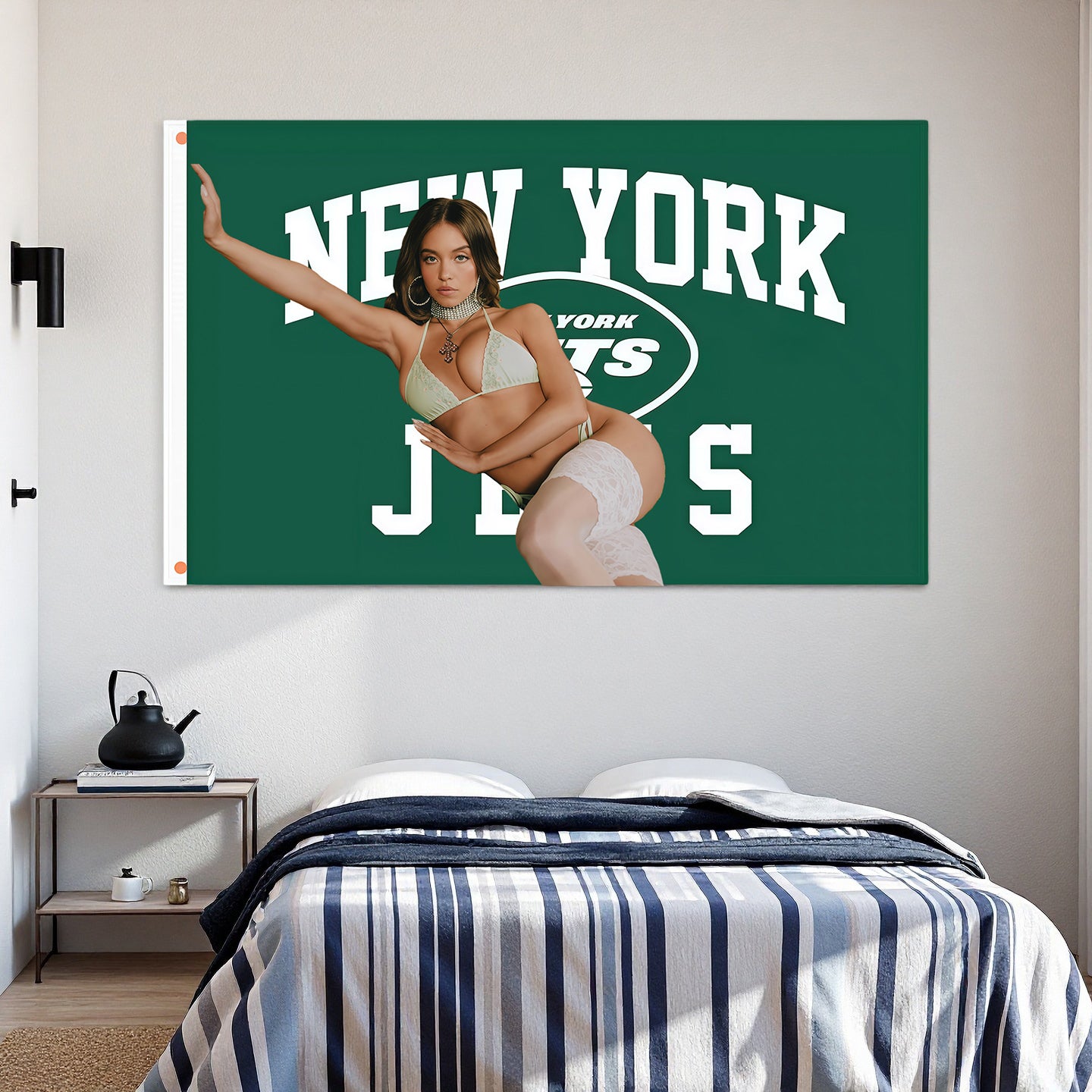 Sydney Sweeney X New York Jets Green Flag Custom Image