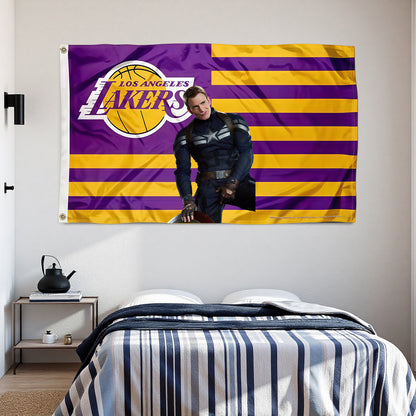 Los Angeles Lakers Interstices Flag Custom Image