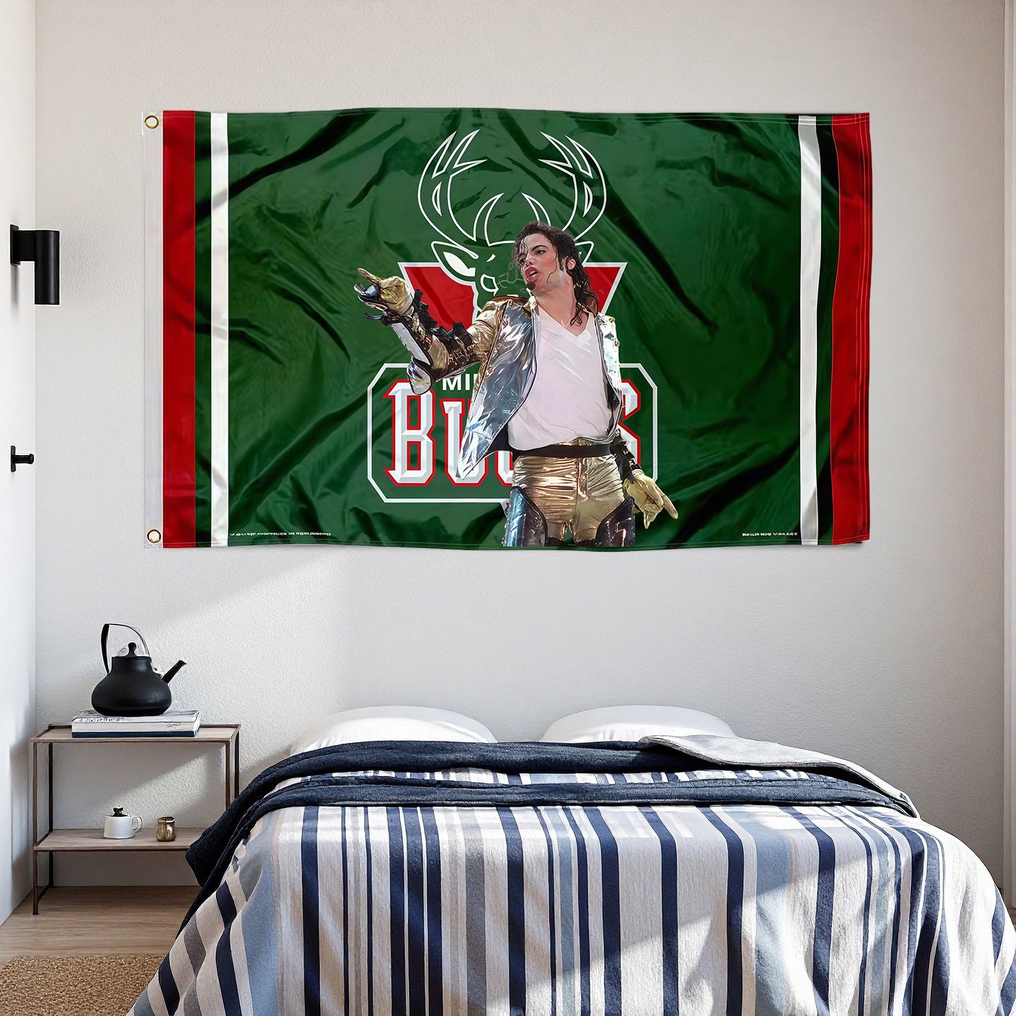 Michael Jackson X Milwaukee Bucks Classic Flag Custom Image