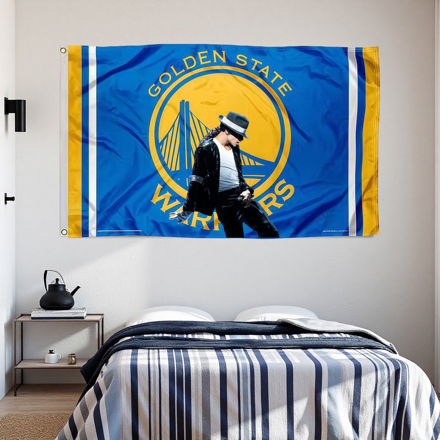 Michael Jackson X Golden State Warriors Blue Flag Custom Image