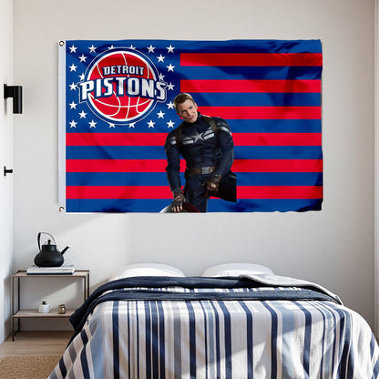 Detroit Pistons Interstices Flag Custom Image