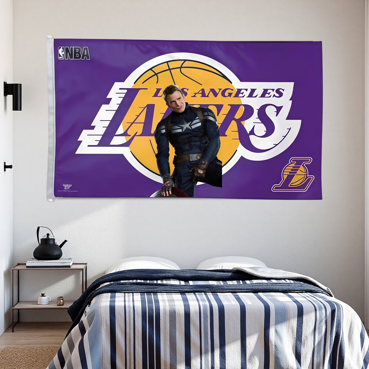 Captain America X Los Angeles Lakers Purple Flag Custom Image