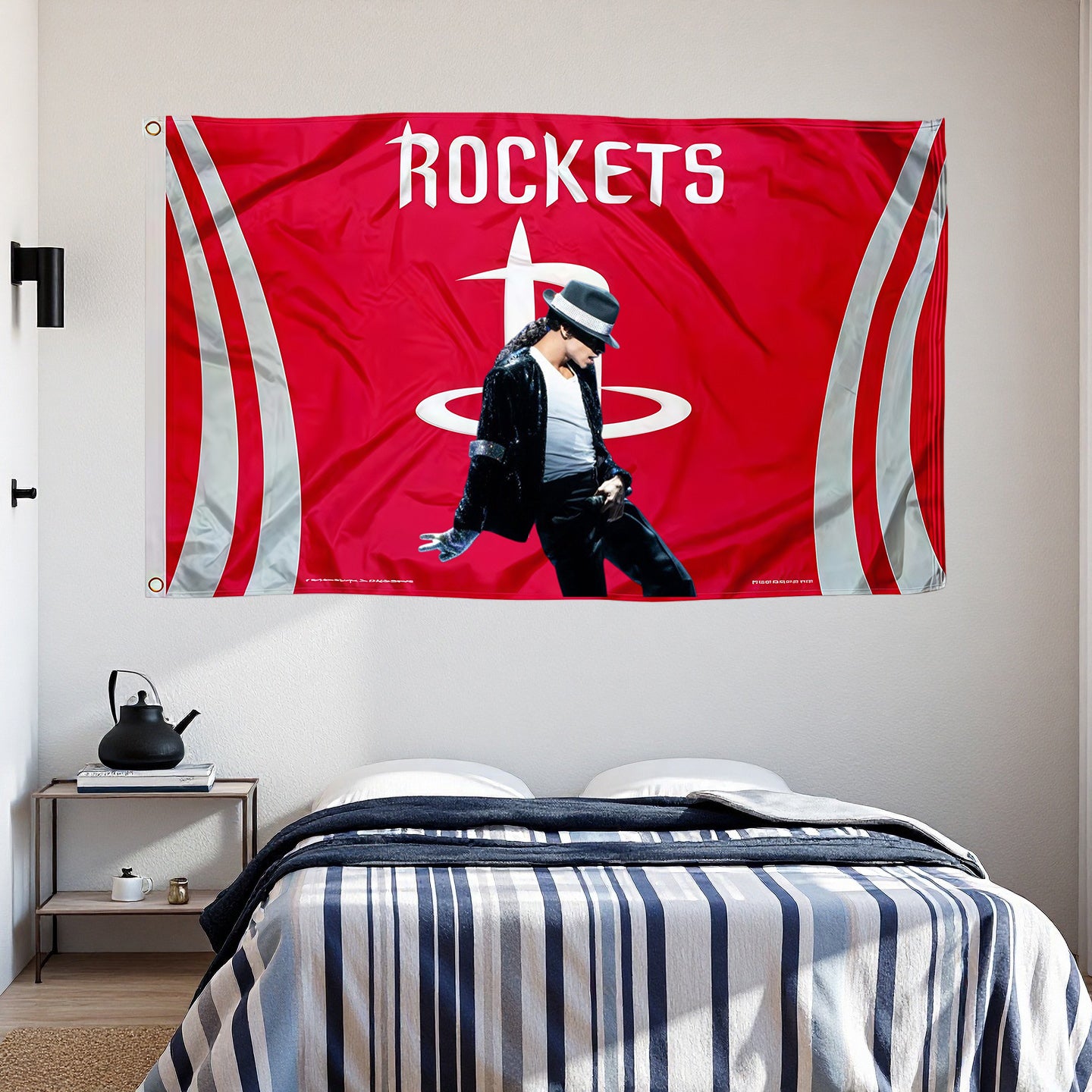 Michael Jackson X Houston Rockets Red Flag Custom Image