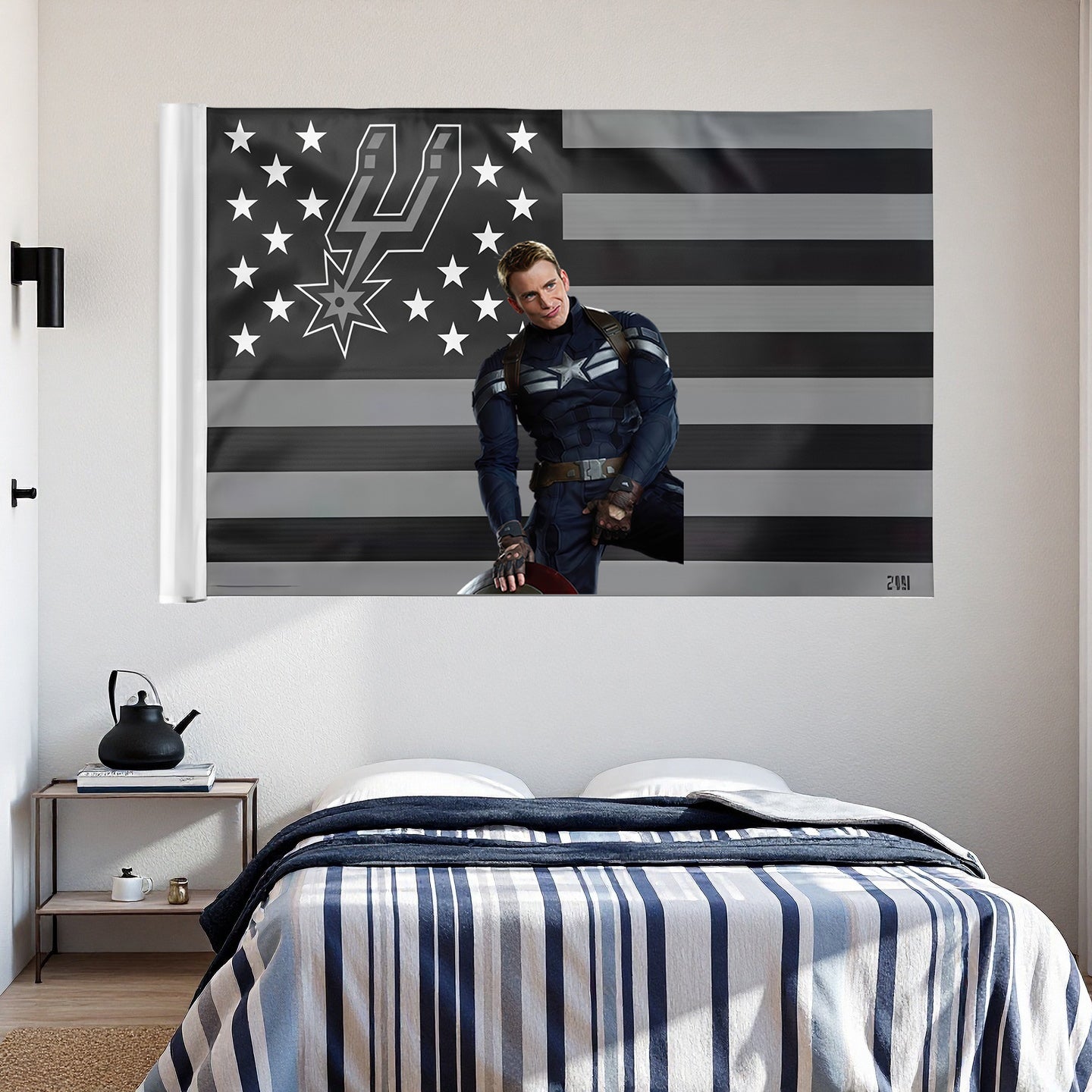 Captain America X San Antonio Spurs Stripe Flag Custom Image
