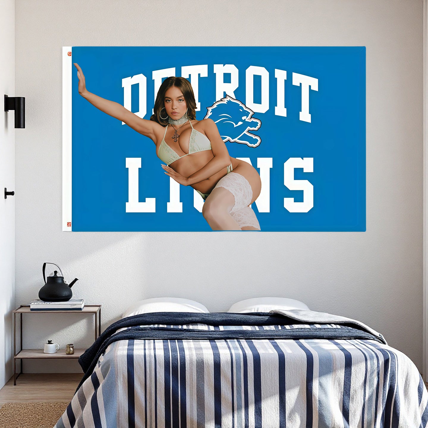 Detroit Lions Blue Flag Custom Image
