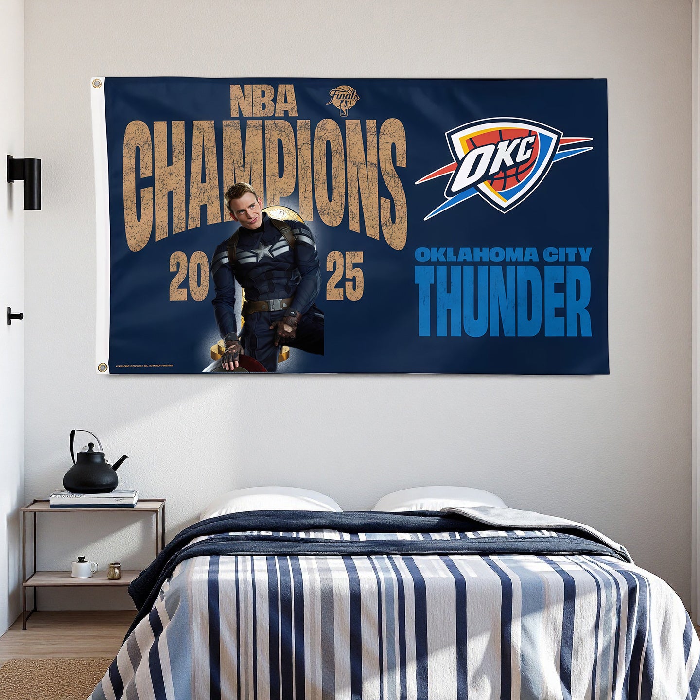 Captain America X Oklahoma City Thunder Champion Flag Custom Image