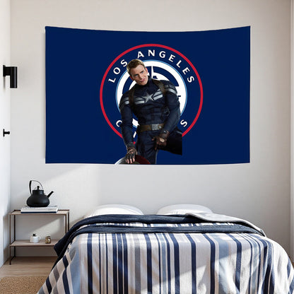 Captain America X Los Angeles Clippers Blue Flag Custom Image
