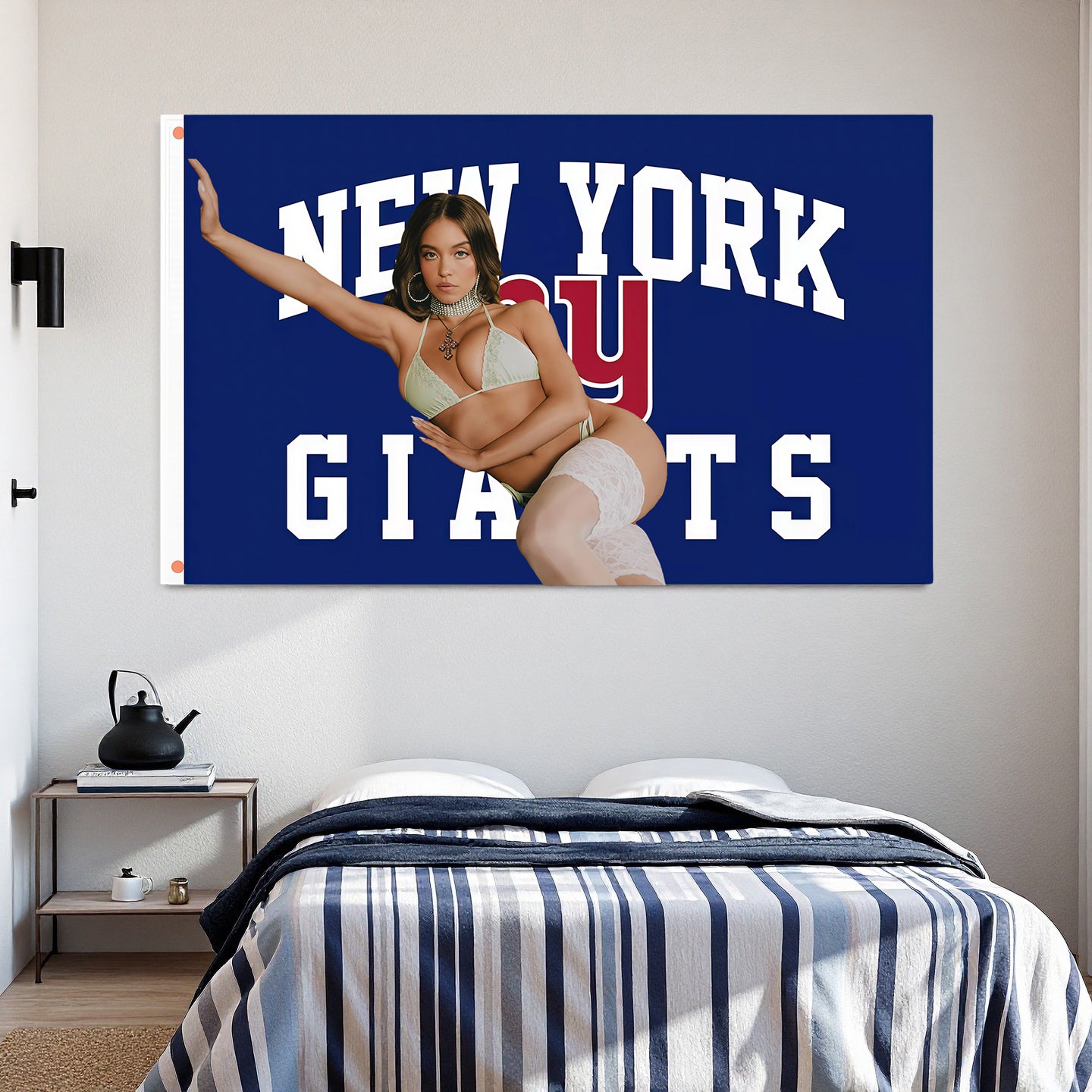 Sydney Sweeney X New York Giants Blue Flag Custom Image