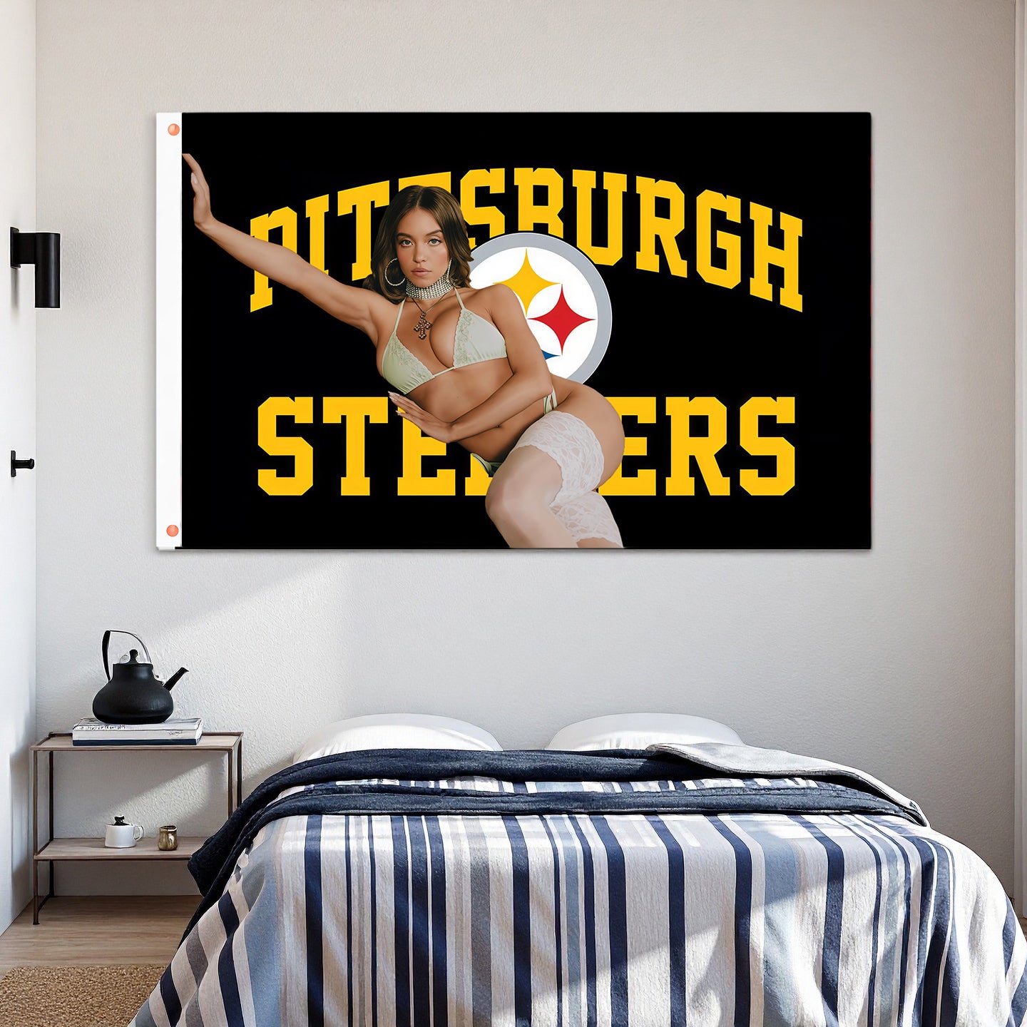 Sydney Sweeney X Pittsburgh Steelers Black Flag Custom Image
