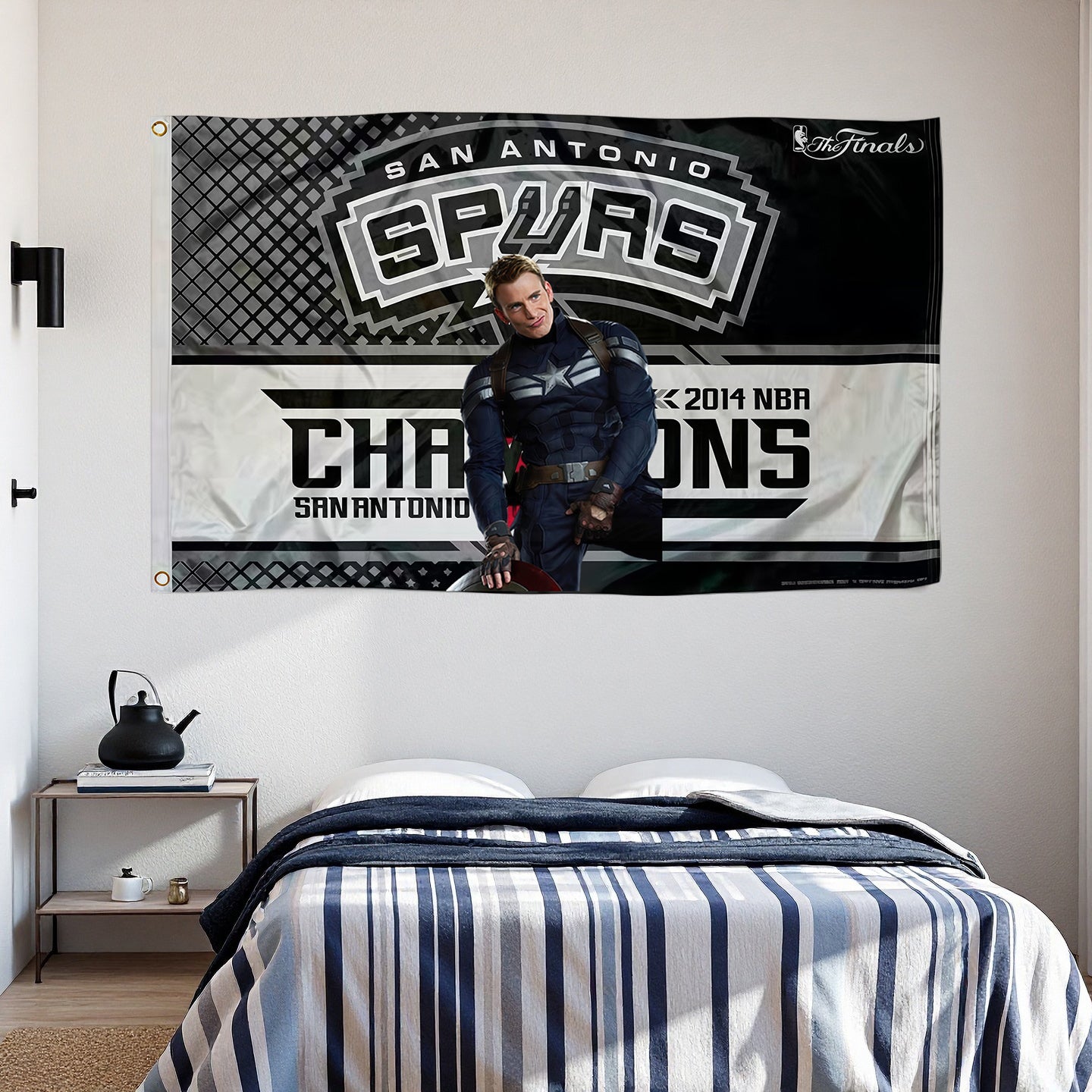 Captain America X San Antonio Spurs Champion Flag Custom Image