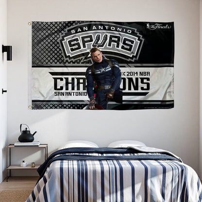 Captain America X San Antonio Spurs Champion Flag Custom Image