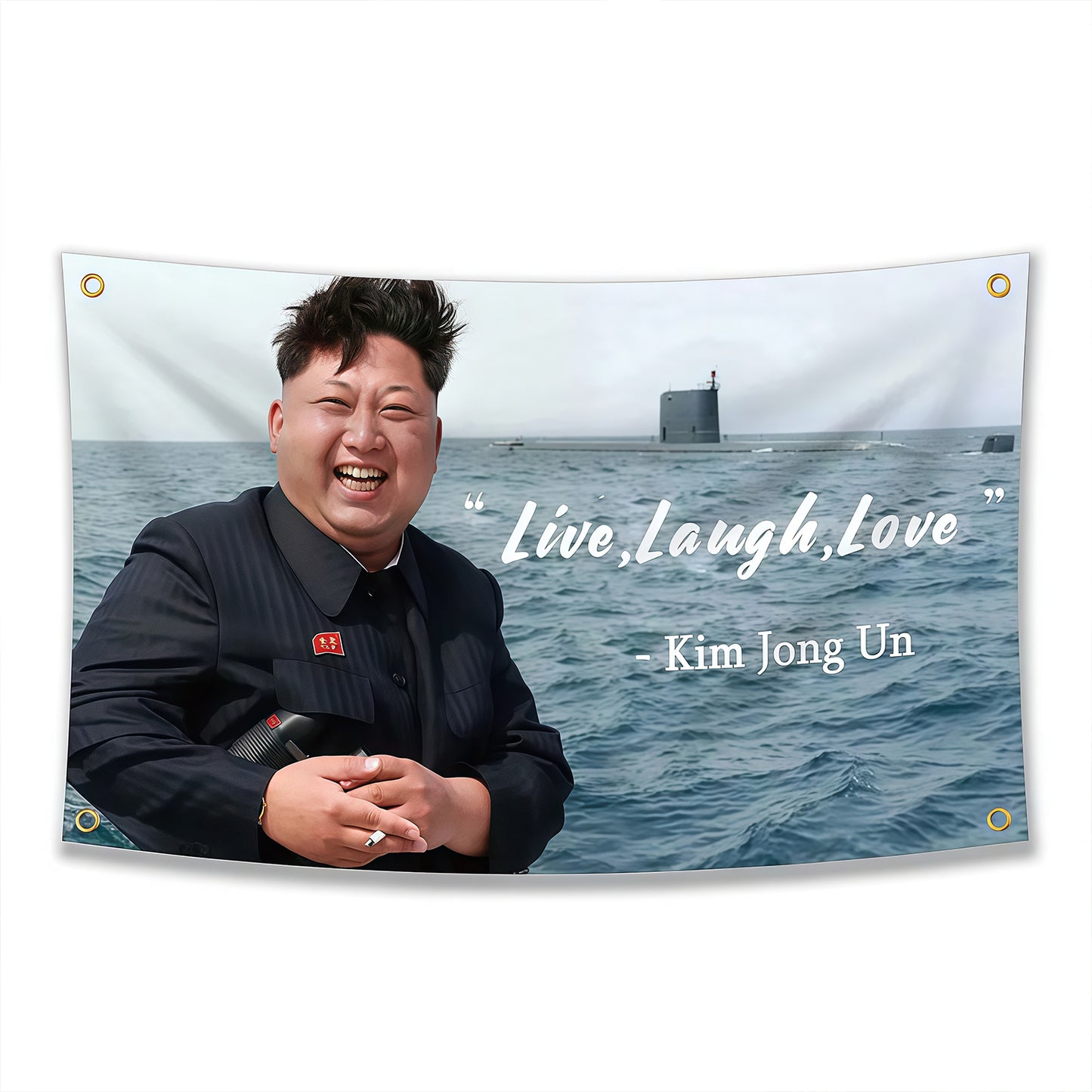KimJongUn Kim Jong Un Live, Laugh, Love Flag Custom Image