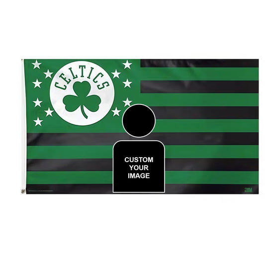 Boston Celtics Logo Stripe Flag Custom Image