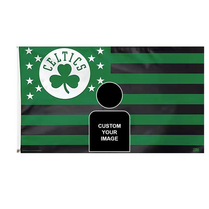 Captain America X Boston Celtics Logo Stripe Flag Custom Image