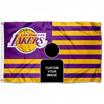 Captain America X Los Angeles Lakers Interstices Flag Custom Image