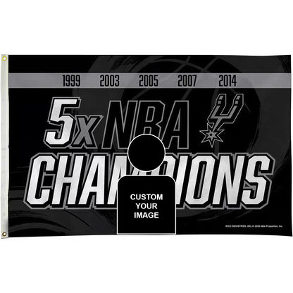 Captain America X San Antonio Spurs 5 Champions Flag Custom Image