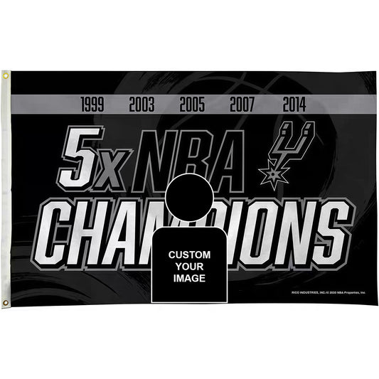 San Antonio Spurs 5 Champions Flag Custom Image