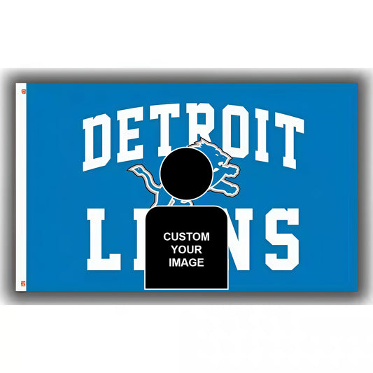 Detroit Lions Blue Flag Custom Image