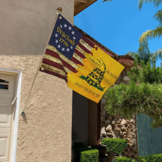 1776 Dont Tread On Me Single-Sided Flag Custom Image