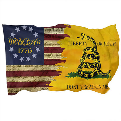 1776 Dont Tread On Me Single-Sided Flag Custom Image