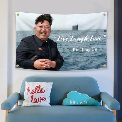 KimJongUn Kim Jong Un Live, Laugh, Love Flag Custom Image