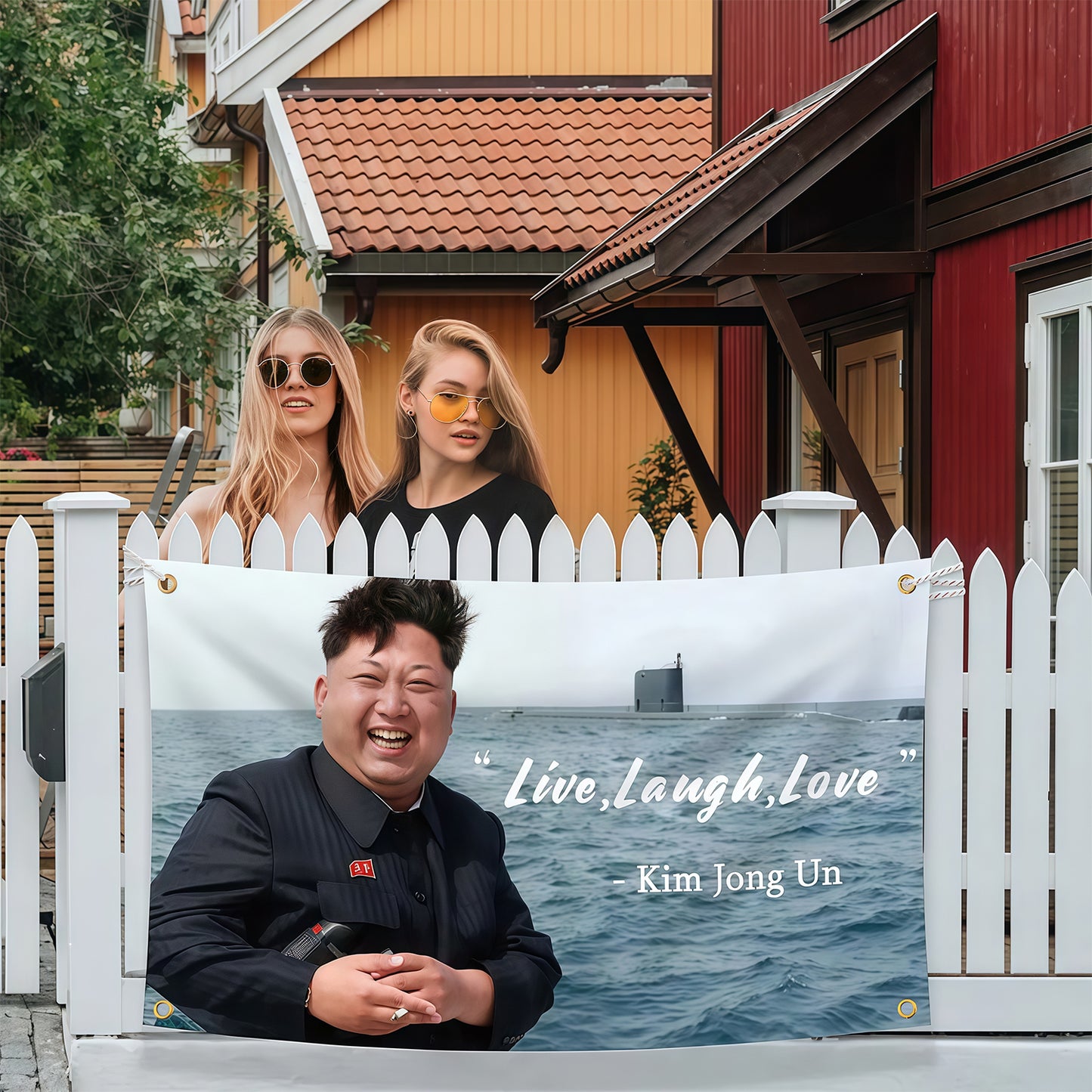 KimJongUn Kim Jong Un Live, Laugh, Love Flag Custom Image