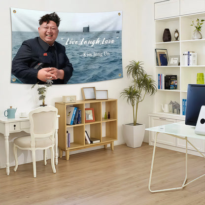 KimJongUn Kim Jong Un Live, Laugh, Love Flag Custom Image
