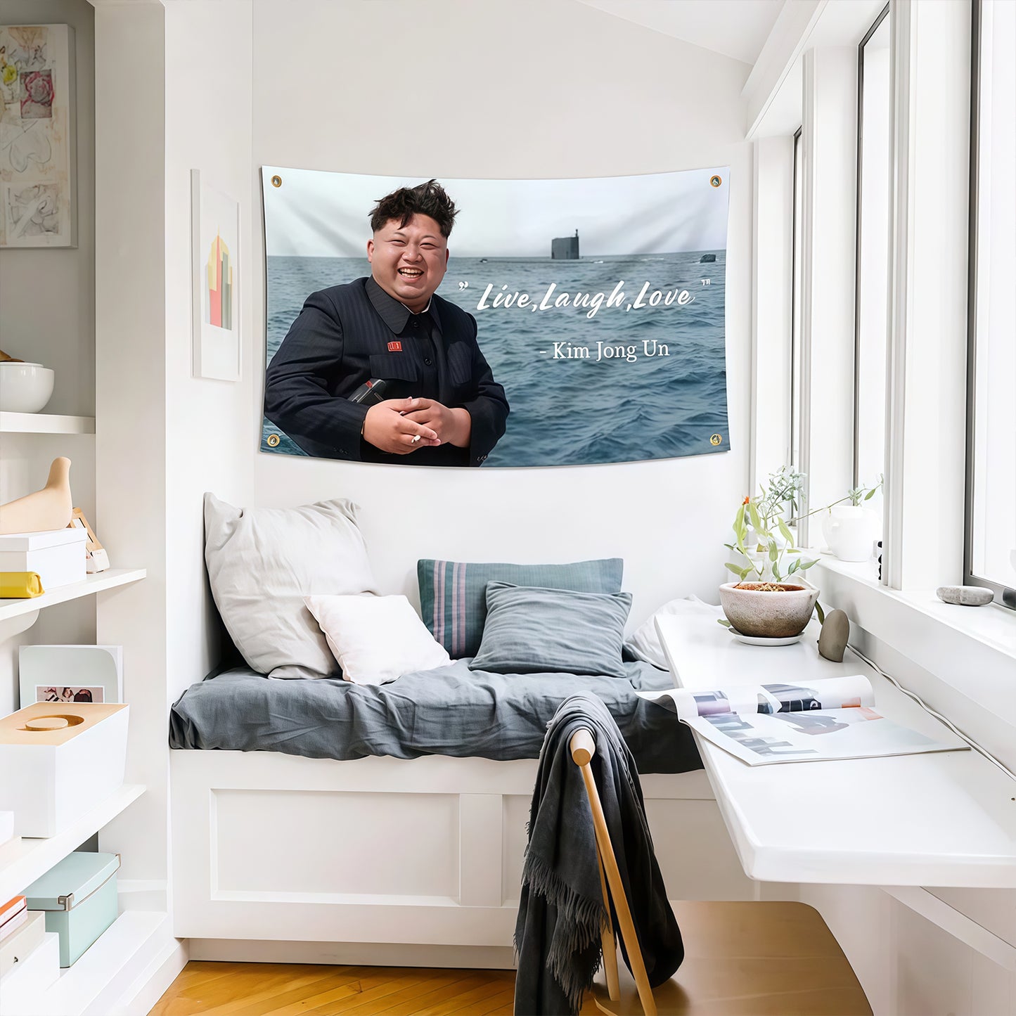 KimJongUn Kim Jong Un Live, Laugh, Love Flag Custom Image