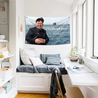 KimJongUn Kim Jong Un Live, Laugh, Love Flag Custom Image