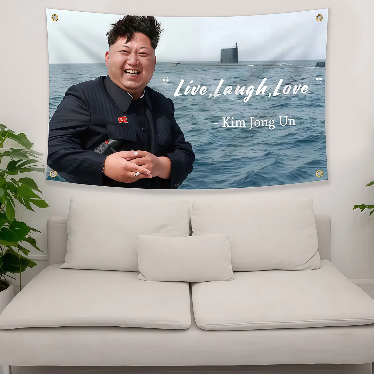 KimJongUn Kim Jong Un Live, Laugh, Love Flag Custom Image